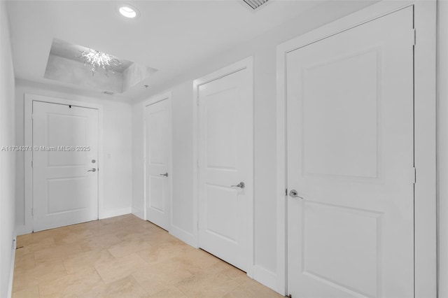 315 NE 3rd Ave Unit 1804, Fort Lauderdale, FL 33301 - hall featuring baseboards, recessed lighting, and a raised ceiling
