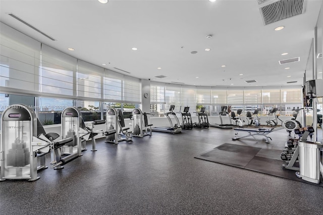 315 NE 3rd Ave Unit 1804, Fort Lauderdale, FL 33301 - gym featuring visible vents and recessed lighting