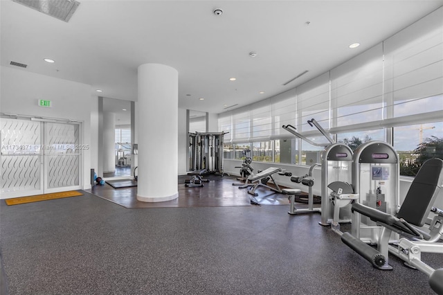 315 NE 3rd Ave Unit 1804, Fort Lauderdale, FL 33301 - workout area with visible vents and recessed lighting