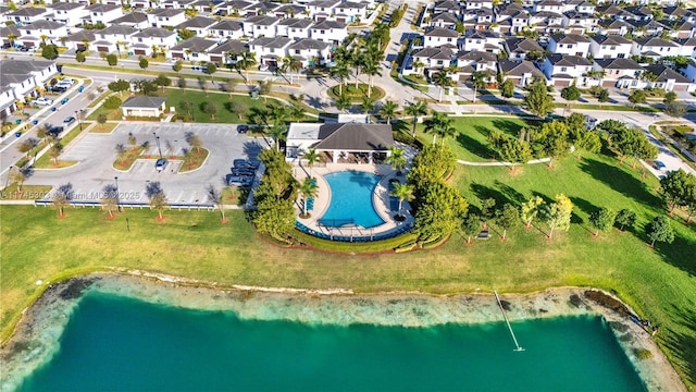 drone / aerial view with a residential view