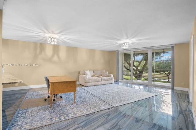 unfurnished living room featuring expansive windows