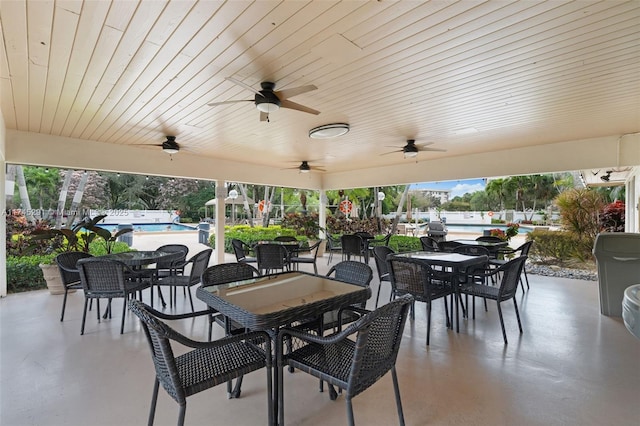 view of patio / terrace with ceiling fan