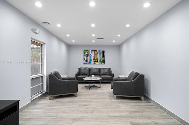 living room featuring light hardwood / wood-style floors