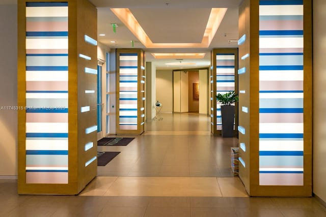 1900 N Bayshore Dr Unit 4007, Miami, FL 33132 - tiled foyer entrance with a tray ceiling and baseboards