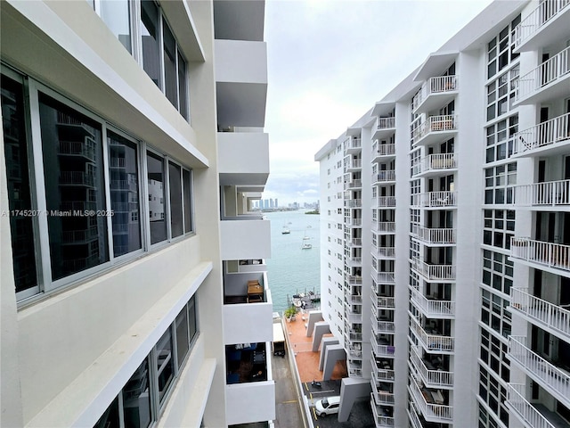 view of property with a water view