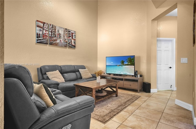 view of tiled living room