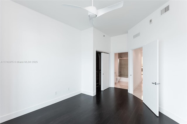 2711 S Ocean Dr Unit 3302, Hollywood, FL 33019 - unfurnished bedroom with dark hardwood / wood-style floors, ceiling fan, and ensuite bathroom