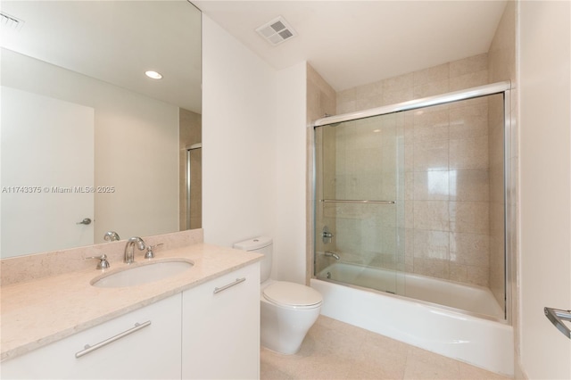 2711 S Ocean Dr Unit 3302, Hollywood, FL 33019 - full bathroom featuring vanity, shower / bath combination with glass door, and toilet