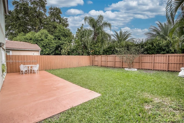 view of yard with a patio area