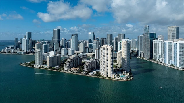 property's view of city with a water view