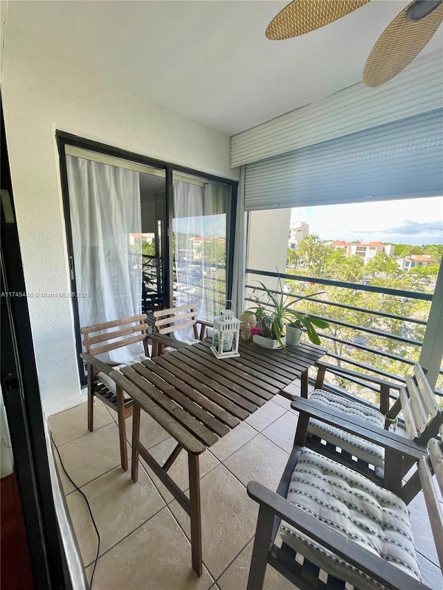 balcony with ceiling fan