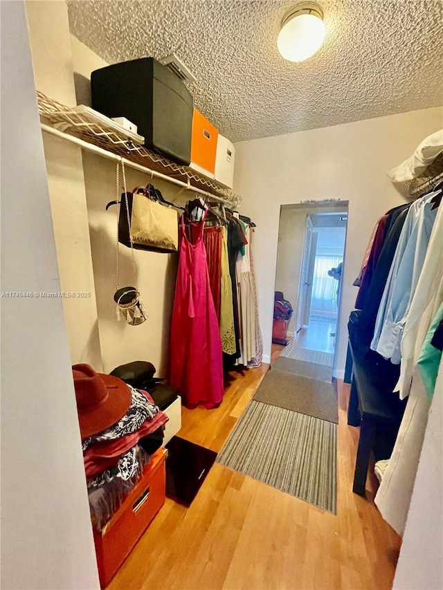 walk in closet featuring hardwood / wood-style flooring