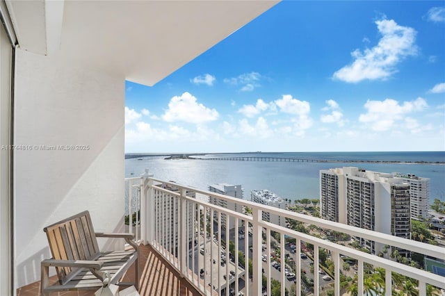 balcony with a water view