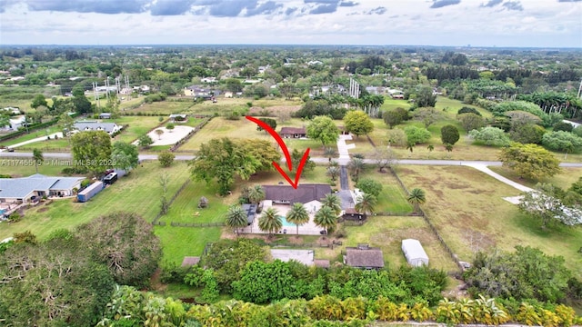 aerial view with a rural view