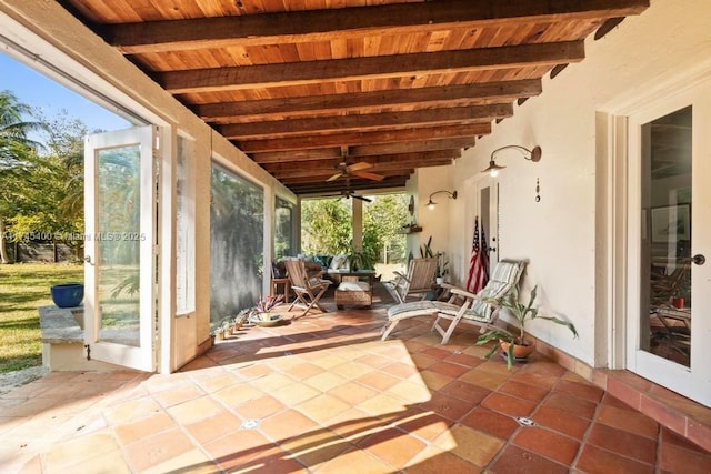 view of patio / terrace featuring a ceiling fan