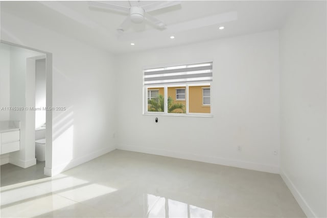 unfurnished room with ceiling fan