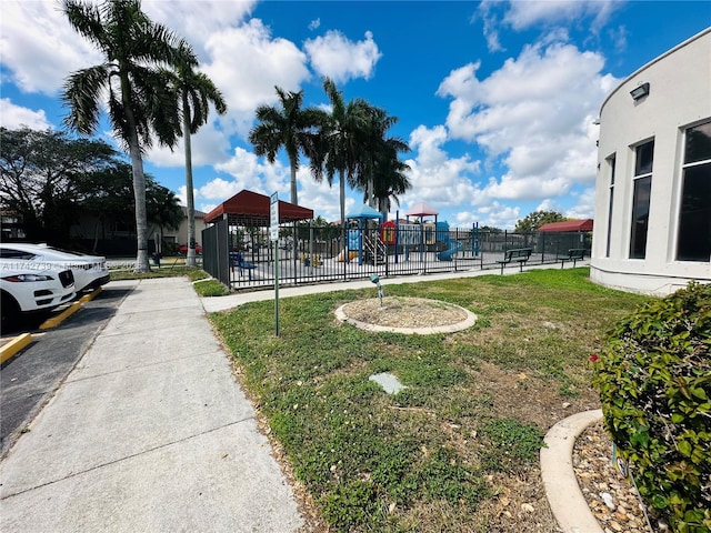 view of yard featuring a playground