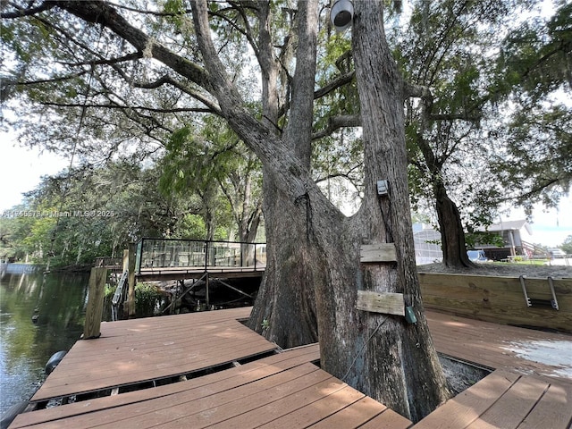 view of dock featuring a water view