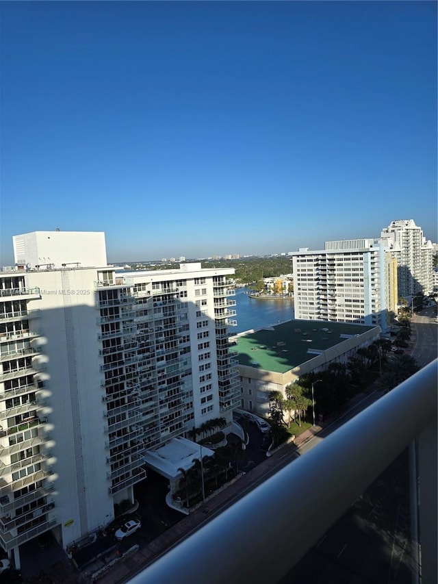 exterior space with a water view