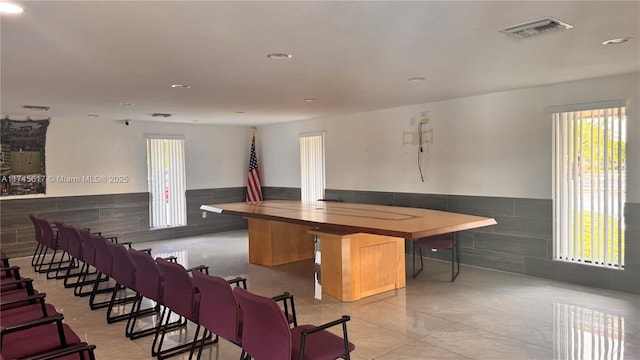 interior space featuring tile walls