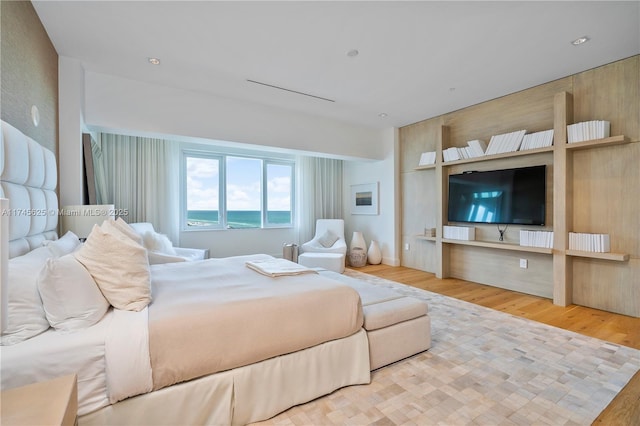 bedroom featuring light wood-type flooring