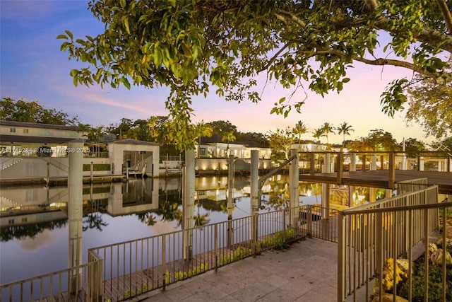 exterior space featuring a water view
