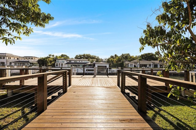 view of dock featuring a residential view
