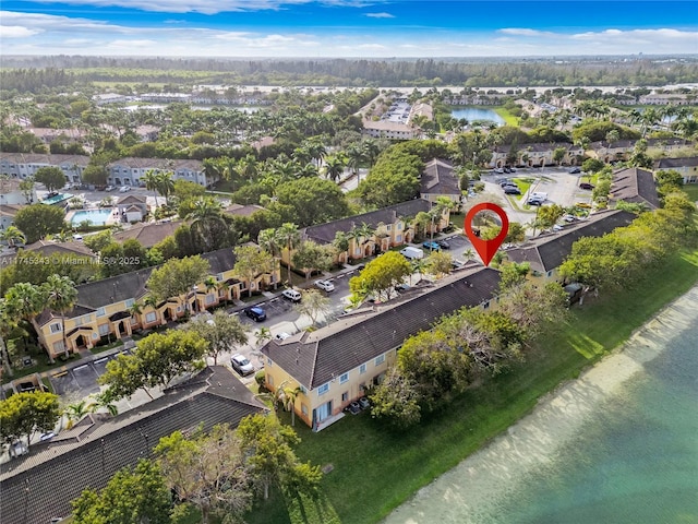 bird's eye view featuring a water view