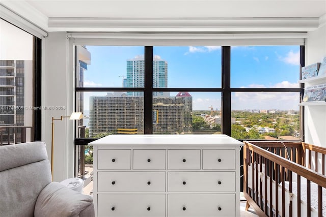 1915 Brickell Ave Unit C1612, Miami, FL 33129 - bedroom with a city view, multiple windows, and a nursery area
