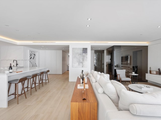 living room with light wood-type flooring