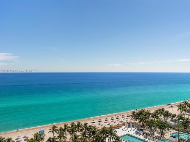 view of water feature featuring a beach view