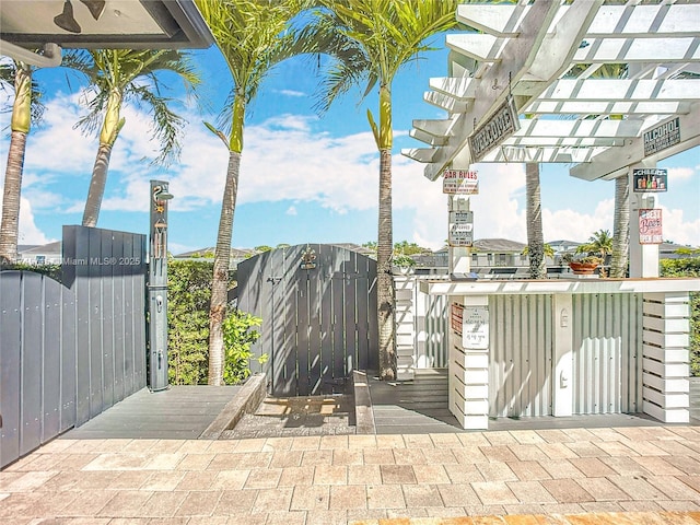 view of patio / terrace featuring a pergola