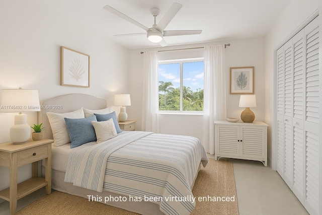 bedroom featuring a ceiling fan
