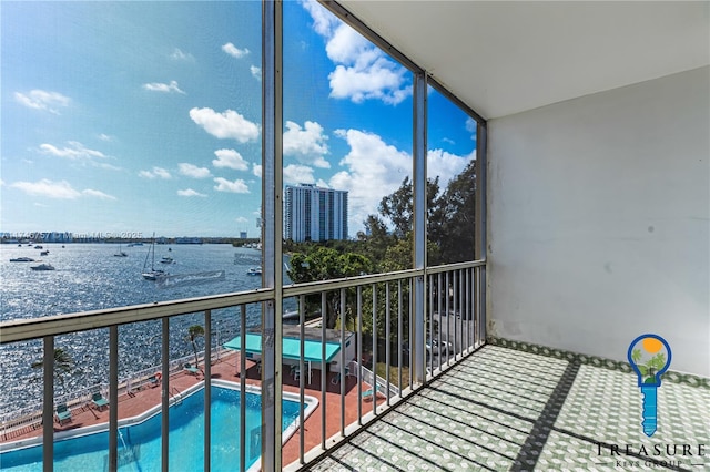 balcony with a water view