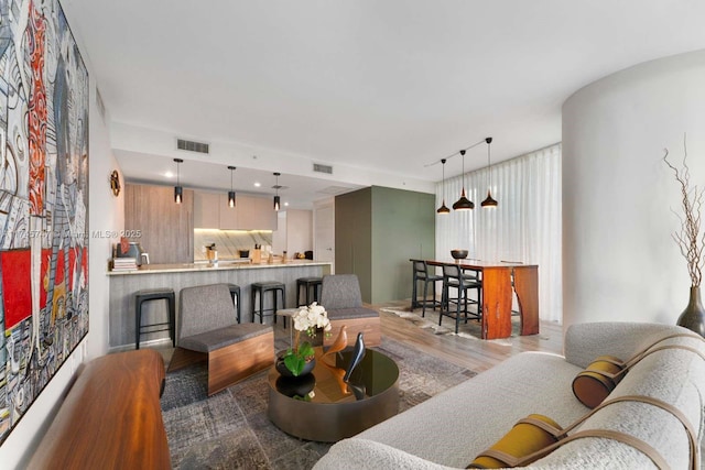 living room with hardwood / wood-style floors