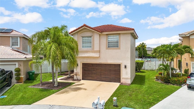 17356 SW 21st St, Miramar, FL 33029 - mediterranean / spanish-style home with an attached garage, stucco siding, a tiled roof, and concrete driveway