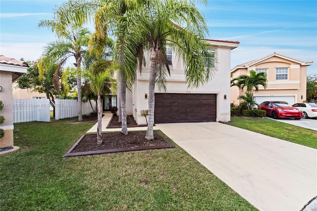17356 SW 21st St, Miramar, FL 33029 - mediterranean / spanish house featuring a garage, stucco siding, driveway, and a tiled roof