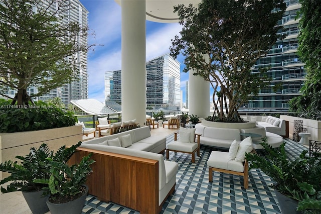 view of patio with an outdoor hangout area