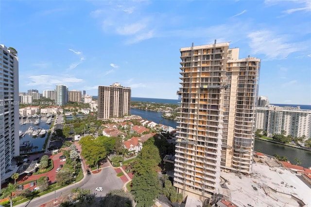 view of city featuring a water view