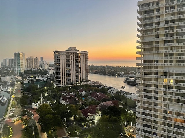 city view with a water view