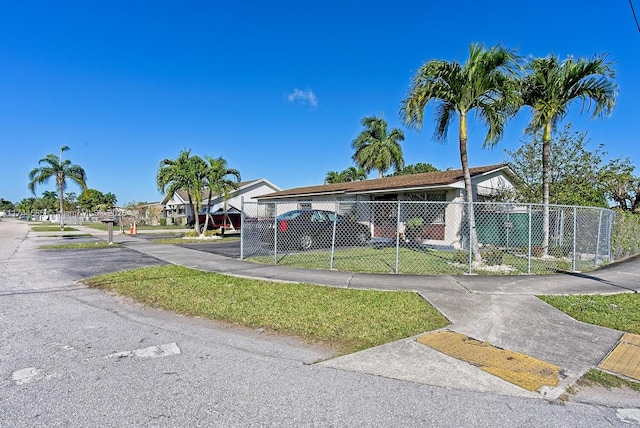 exterior space with a fenced front yard