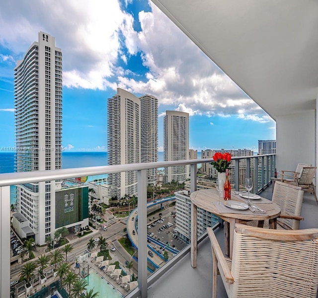 balcony with a water view