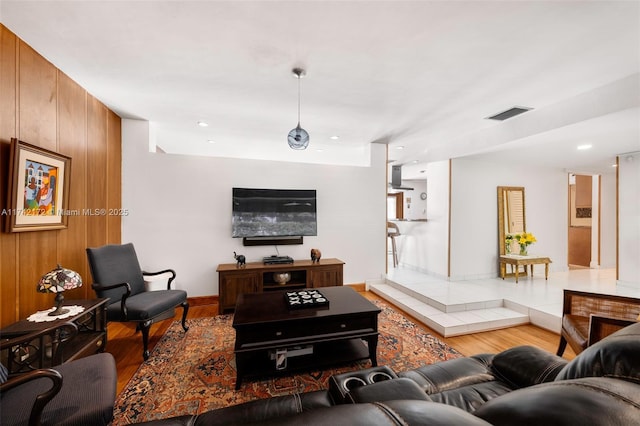 living room featuring light wood-type flooring