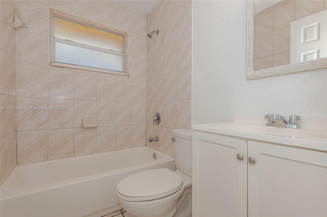 1300 NW 7th Pl, Fort Lauderdale, FL 33311 - bathroom featuring toilet, bathing tub / shower combination, vanity, and a textured wall