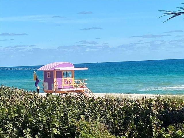 property view of water featuring a beach view