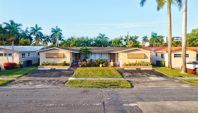 ranch-style house with a front lawn