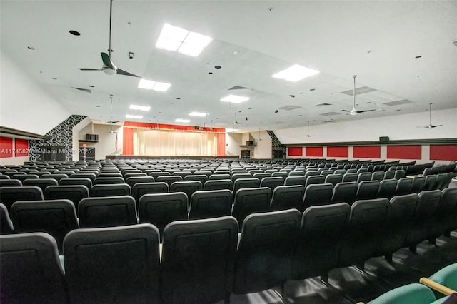 cinema room featuring ceiling fan