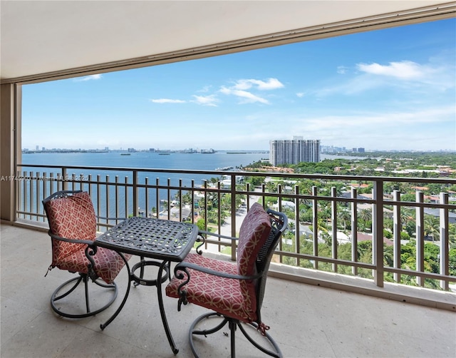 balcony with a water view