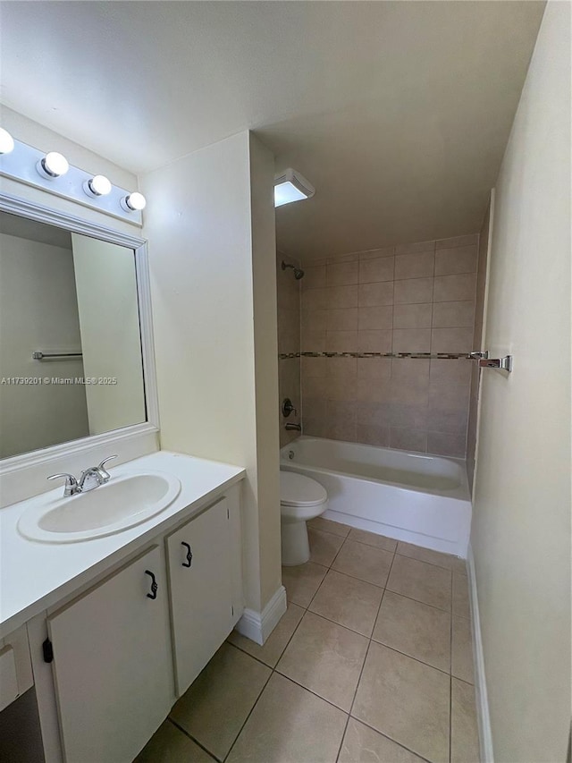 10717 Cleary Blvd Unit 203, Plantation, FL 33324 - bathroom featuring baseboards, toilet, shower / washtub combination, vanity, and tile patterned flooring
