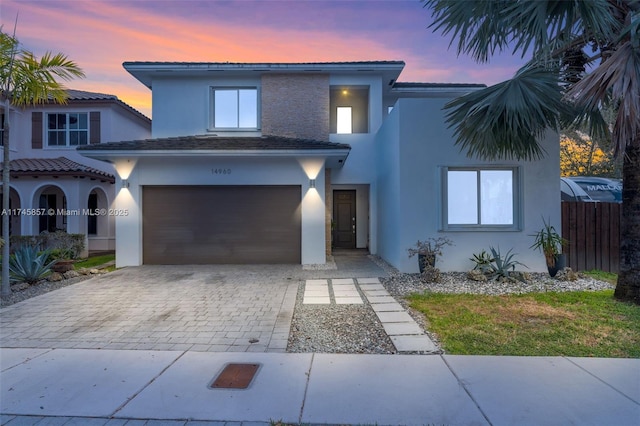 view of front of house with a garage